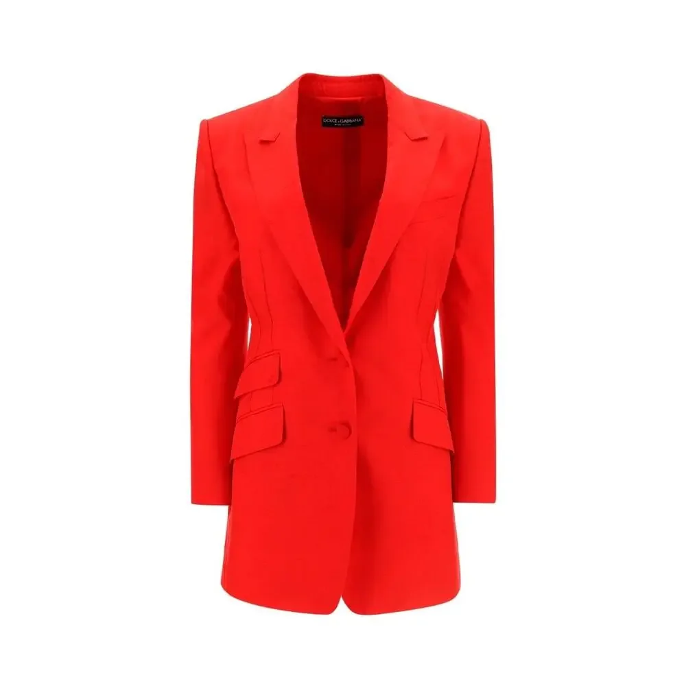 Dolce & Gabbana Silk Blend Single‎ Breasted Blazer Women Size 46/10 Red NEW
